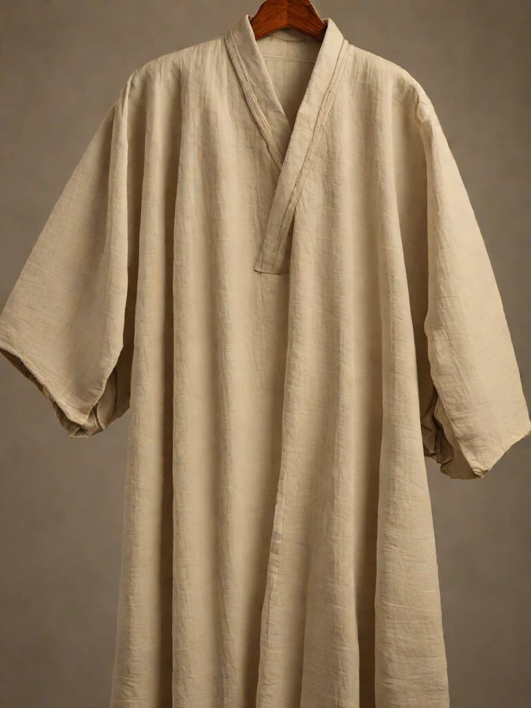 Han dynasty Hanfu — deep-sleeved shenyi robe in ivory linen