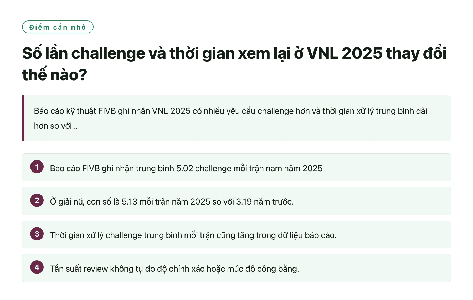 Số lần challenge và thời gian xem lại ở VNL 2025 thay đổi thế nào?——全文要点速览
